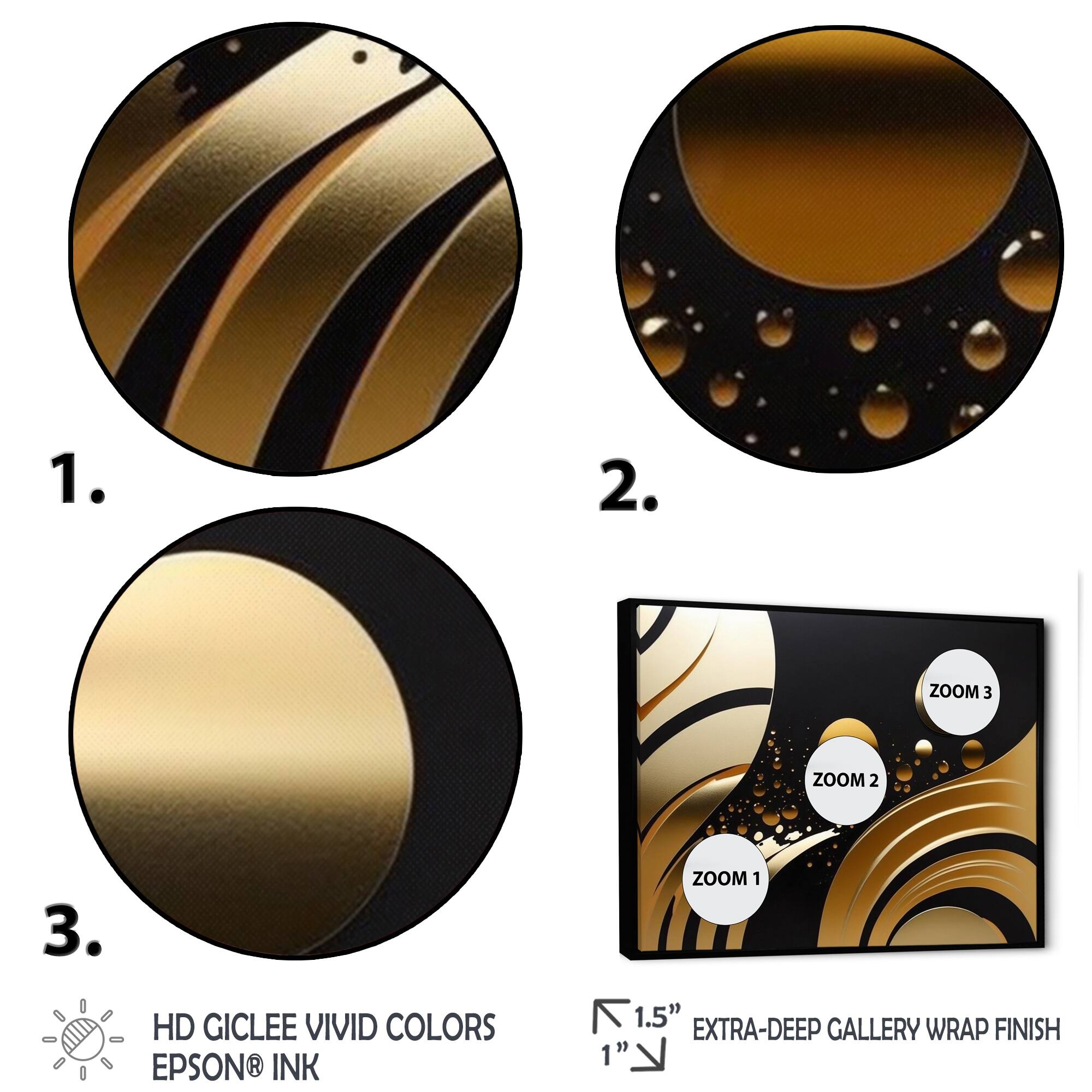 Designart "Golden Circular Universe IV" Modern Geometric Framed Canvas Wall Art Print Bed Bath